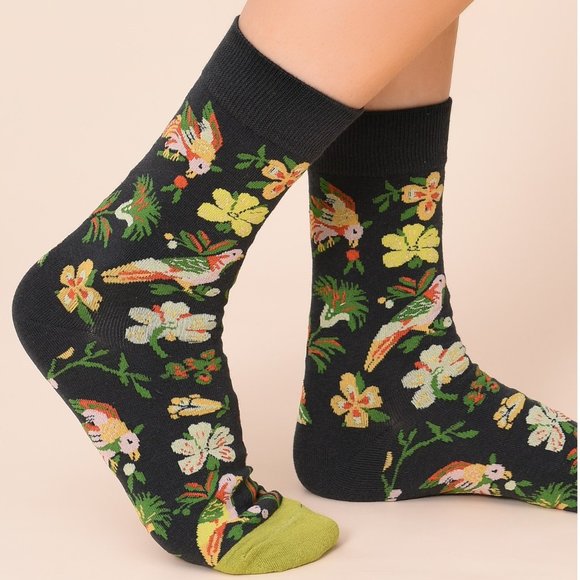 Accessories - Floral Parrot Socks NWOT